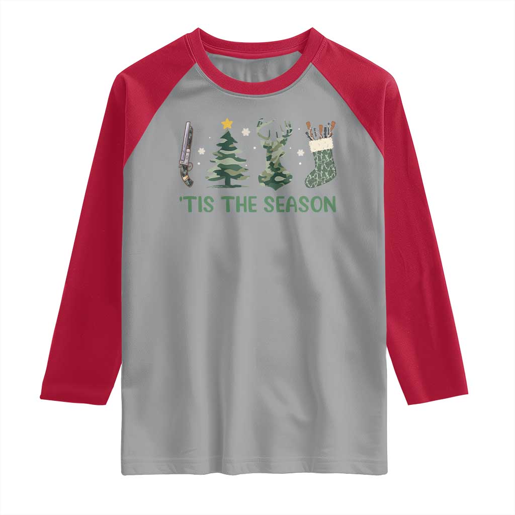 Christmas Hunting Raglan Shirt Tis The Season Hunting Camo Hunter