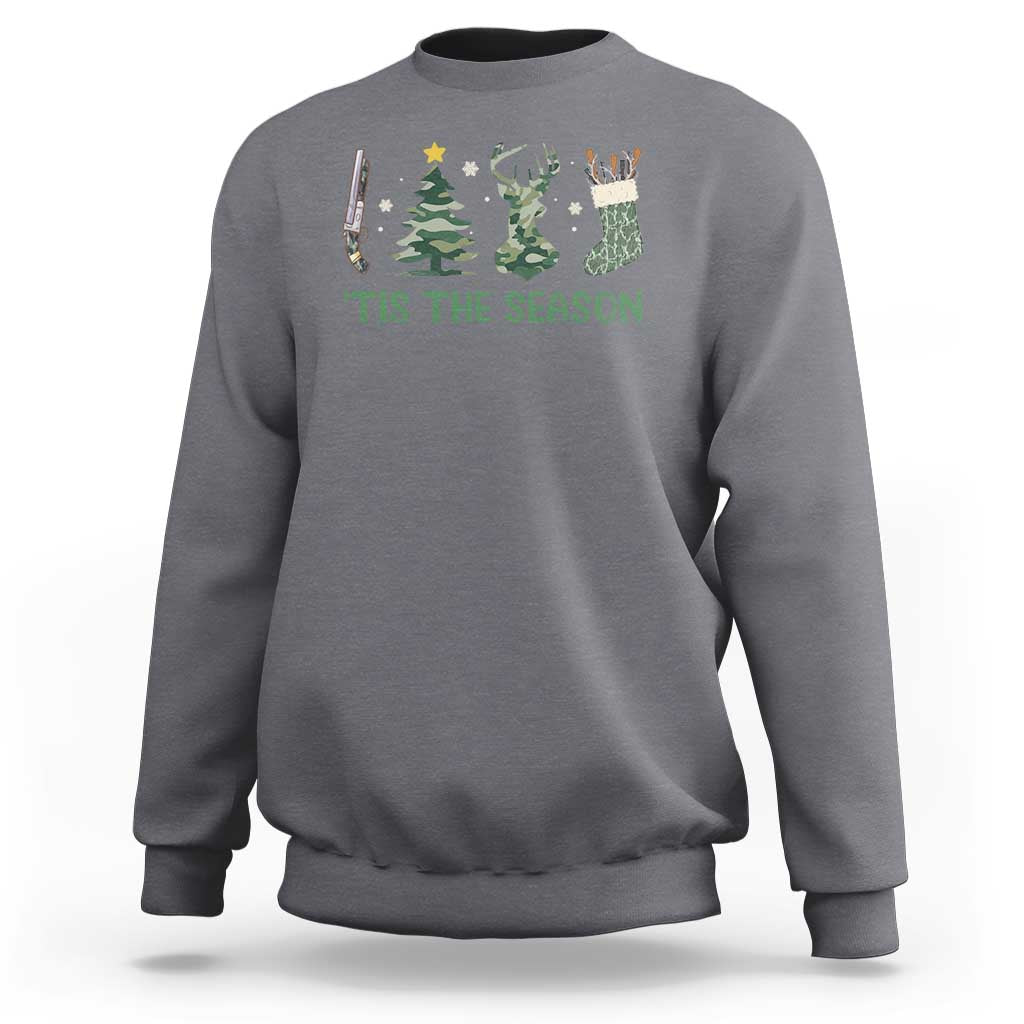 Christmas Hunting Sweatshirt Tis The Season Hunting Camo Hunter - Wonder Print Shop