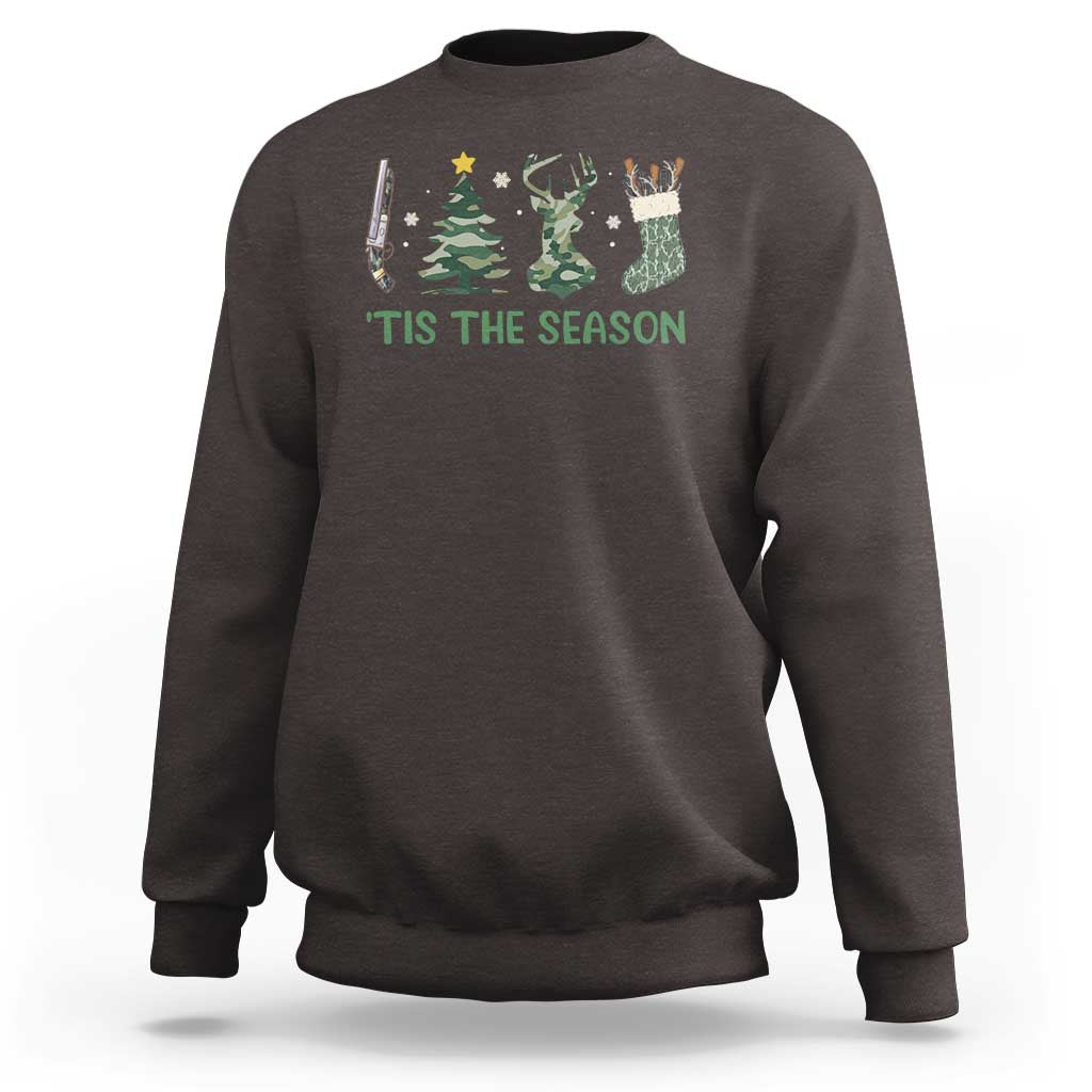 Christmas Hunting Sweatshirt Tis The Season Hunting Camo Hunter - Wonder Print Shop