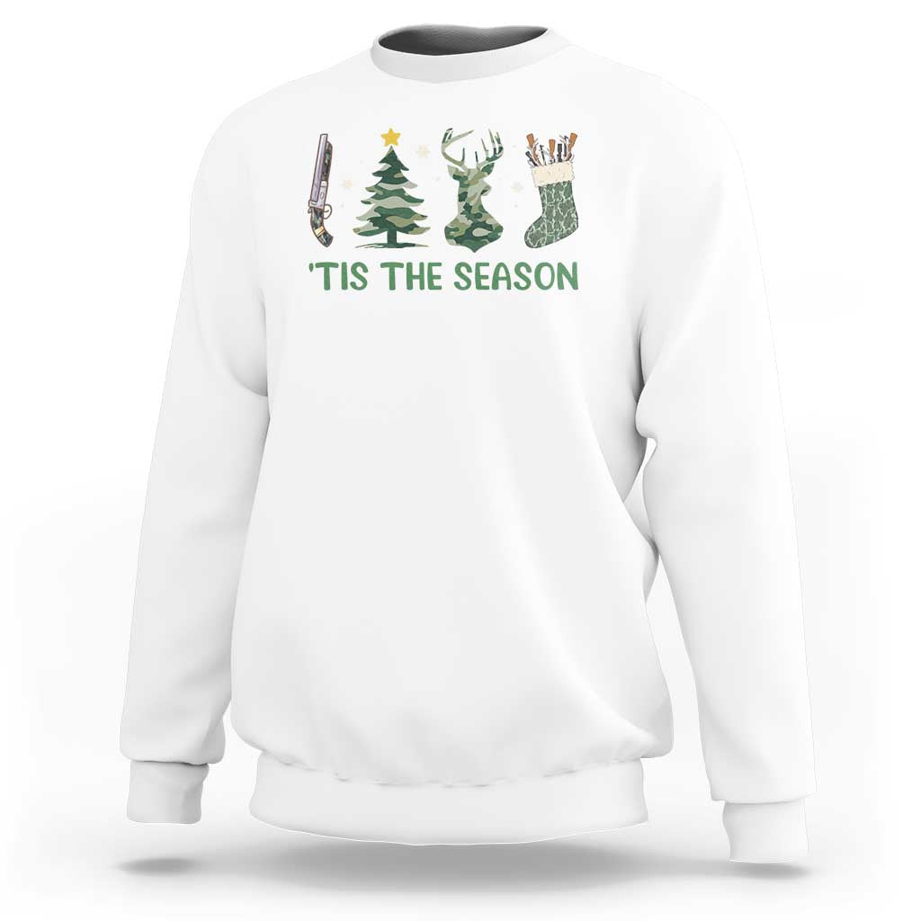 Christmas Hunting Sweatshirt Tis The Season Hunting Camo Hunter - Wonder Print Shop