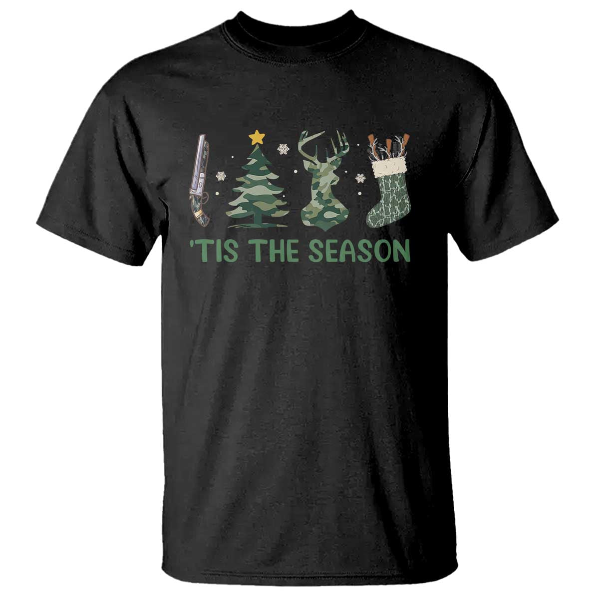 Christmas Hunting T Shirt Tis The Season Hunting Camo Hunter - Wonder Print Shop