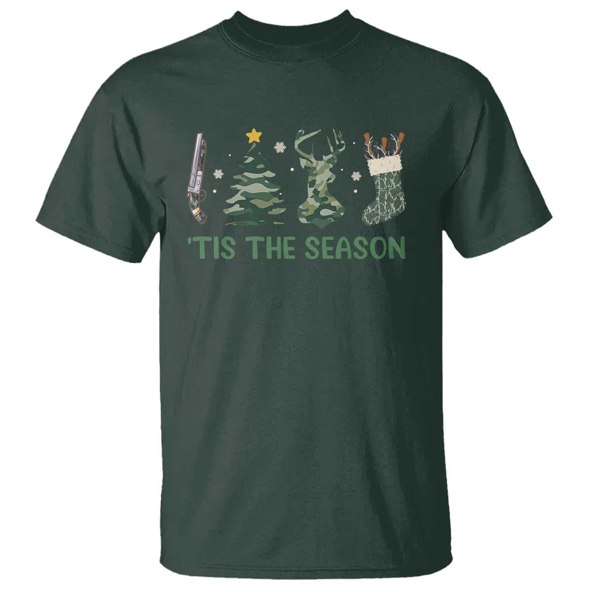 Christmas Hunting T Shirt Tis The Season Hunting Camo Hunter - Wonder Print Shop