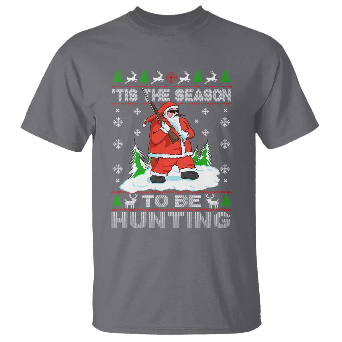Christmas Hunting T Shirt Tis The Season To Be Hunting Santa Hunter - Wonder Print Shop
