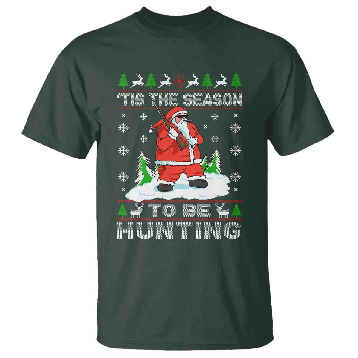 Christmas Hunting T Shirt Tis The Season To Be Hunting Santa Hunter - Wonder Print Shop
