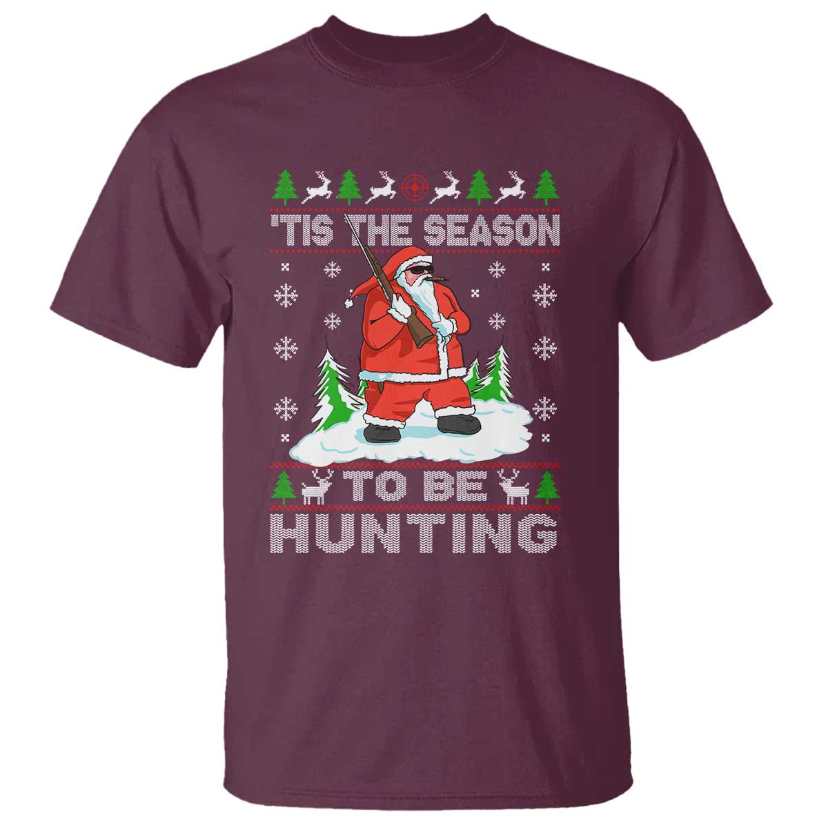 Christmas Hunting T Shirt Tis The Season To Be Hunting Santa Hunter - Wonder Print Shop
