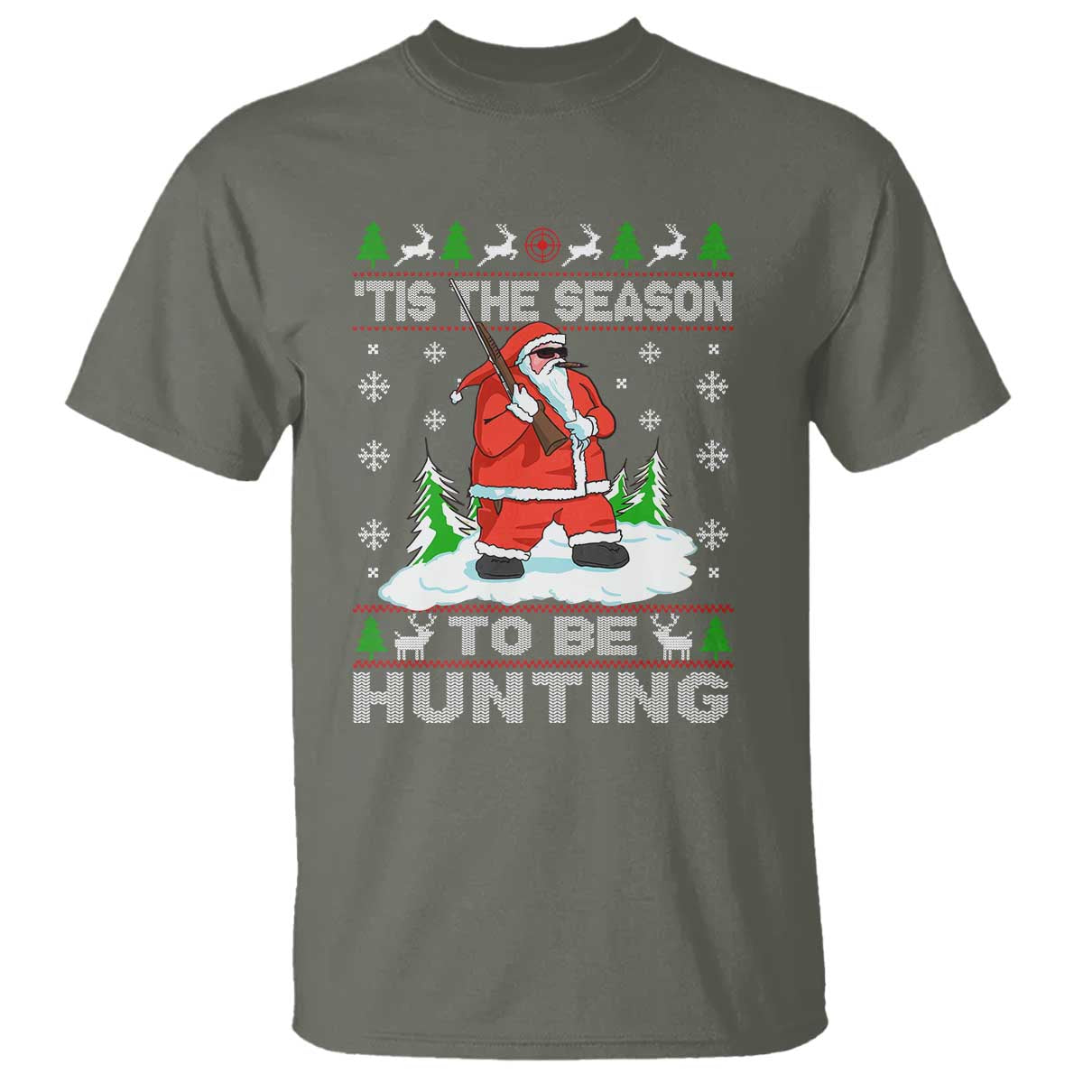 Christmas Hunting T Shirt Tis The Season To Be Hunting Santa Hunter - Wonder Print Shop