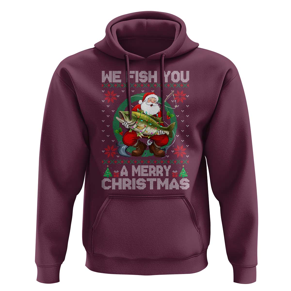 Xmas Fishing Hoodie We Fish You A Merry Christmas Santa Fisherman