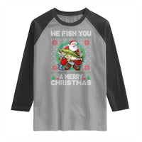Xmas Fishing Raglan Shirt We Fish You A Merry Christmas Santa Fisherman