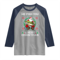 Xmas Fishing Raglan Shirt We Fish You A Merry Christmas Santa Fisherman