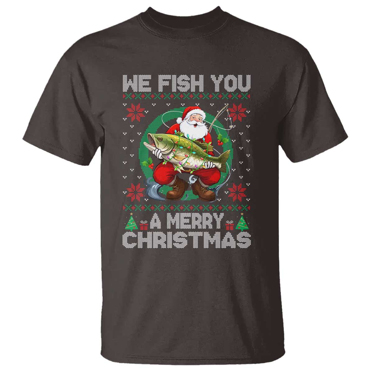 Xmas Fishing T Shirt We Fish You A Merry Christmas Santa Fisherman - Wonder Print Shop