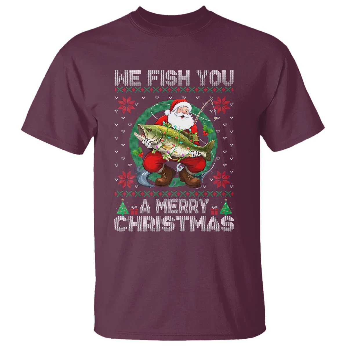 Xmas Fishing T Shirt We Fish You A Merry Christmas Santa Fisherman - Wonder Print Shop