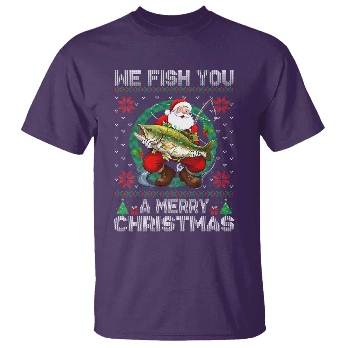 Xmas Fishing T Shirt We Fish You A Merry Christmas Santa Fisherman - Wonder Print Shop