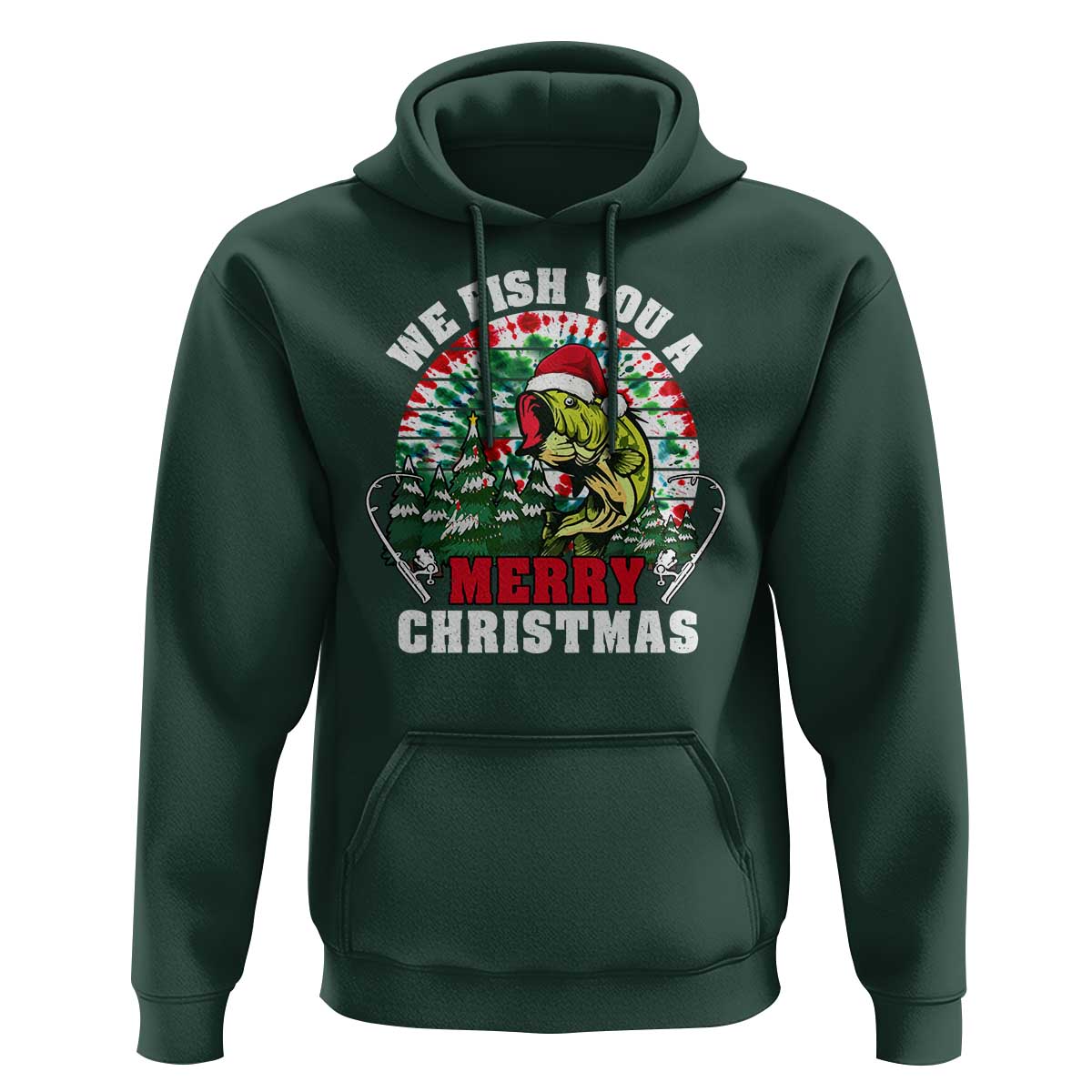 Xmas Fishing Hoodie We Fish You A Merry Christmas Santa Hat