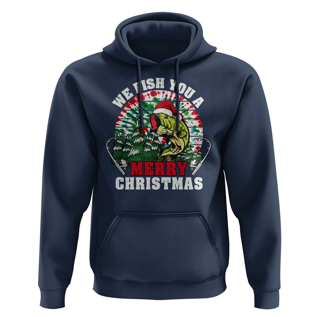 Xmas Fishing Hoodie We Fish You A Merry Christmas Santa Hat