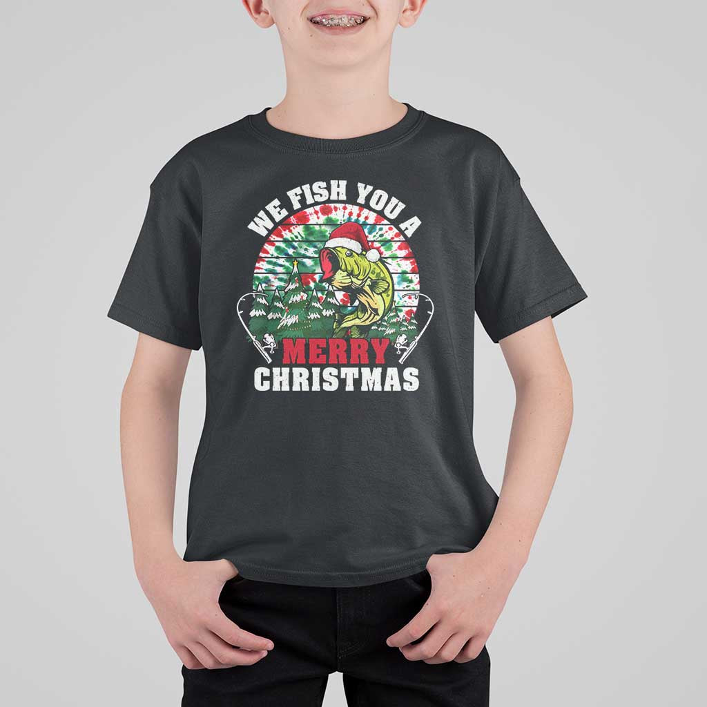 Xmas Fishing T Shirt For Kid We Fish You A Merry Christmas Santa Hat - Wonder Print Shop