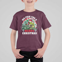 Xmas Fishing T Shirt For Kid We Fish You A Merry Christmas Santa Hat - Wonder Print Shop