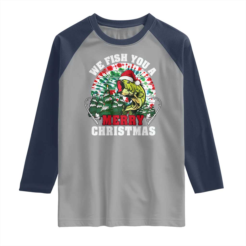 Xmas Fishing Raglan Shirt We Fish You A Merry Christmas Santa Hat