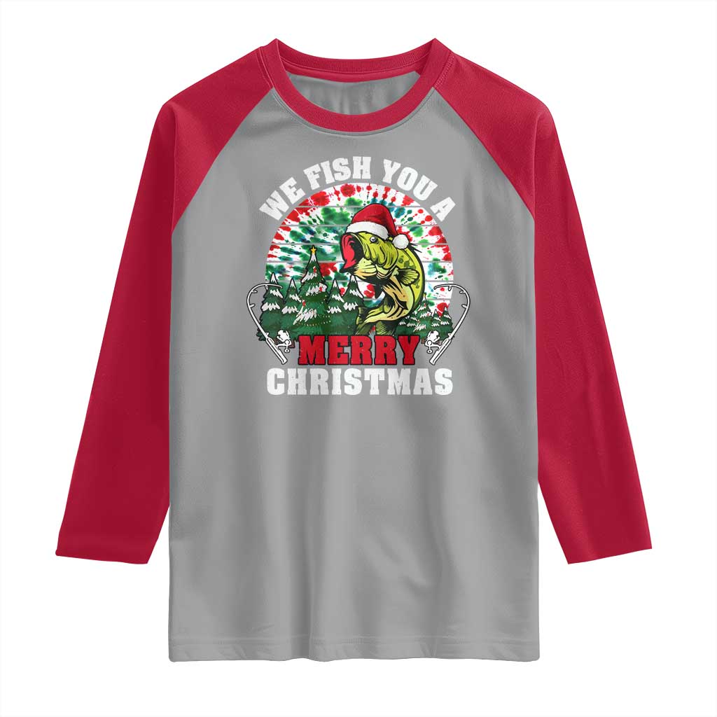 Xmas Fishing Raglan Shirt We Fish You A Merry Christmas Santa Hat