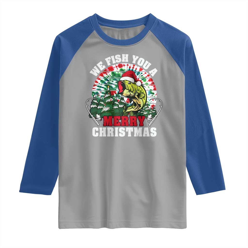 Xmas Fishing Raglan Shirt We Fish You A Merry Christmas Santa Hat