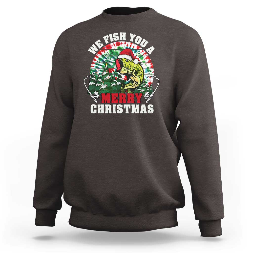 Xmas Fishing Sweatshirt We Fish You A Merry Christmas Santa Hat - Wonder Print Shop