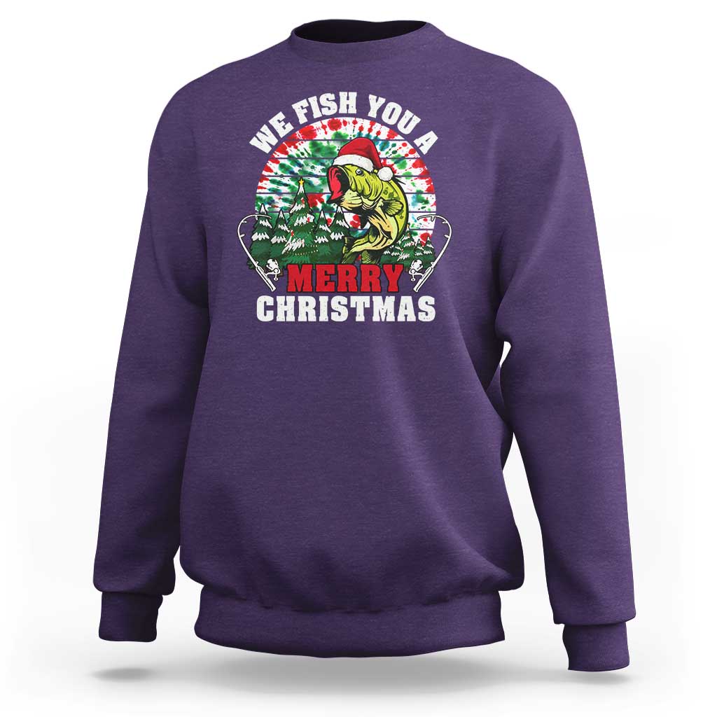 Xmas Fishing Sweatshirt We Fish You A Merry Christmas Santa Hat - Wonder Print Shop