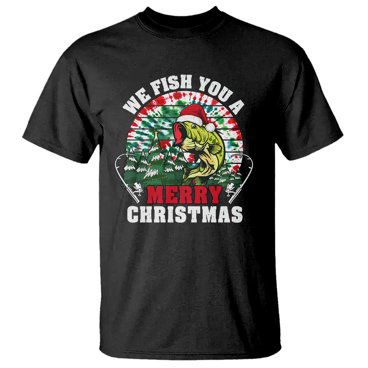 Xmas Fishing T Shirt We Fish You A Merry Christmas Santa Hat - Wonder Print Shop