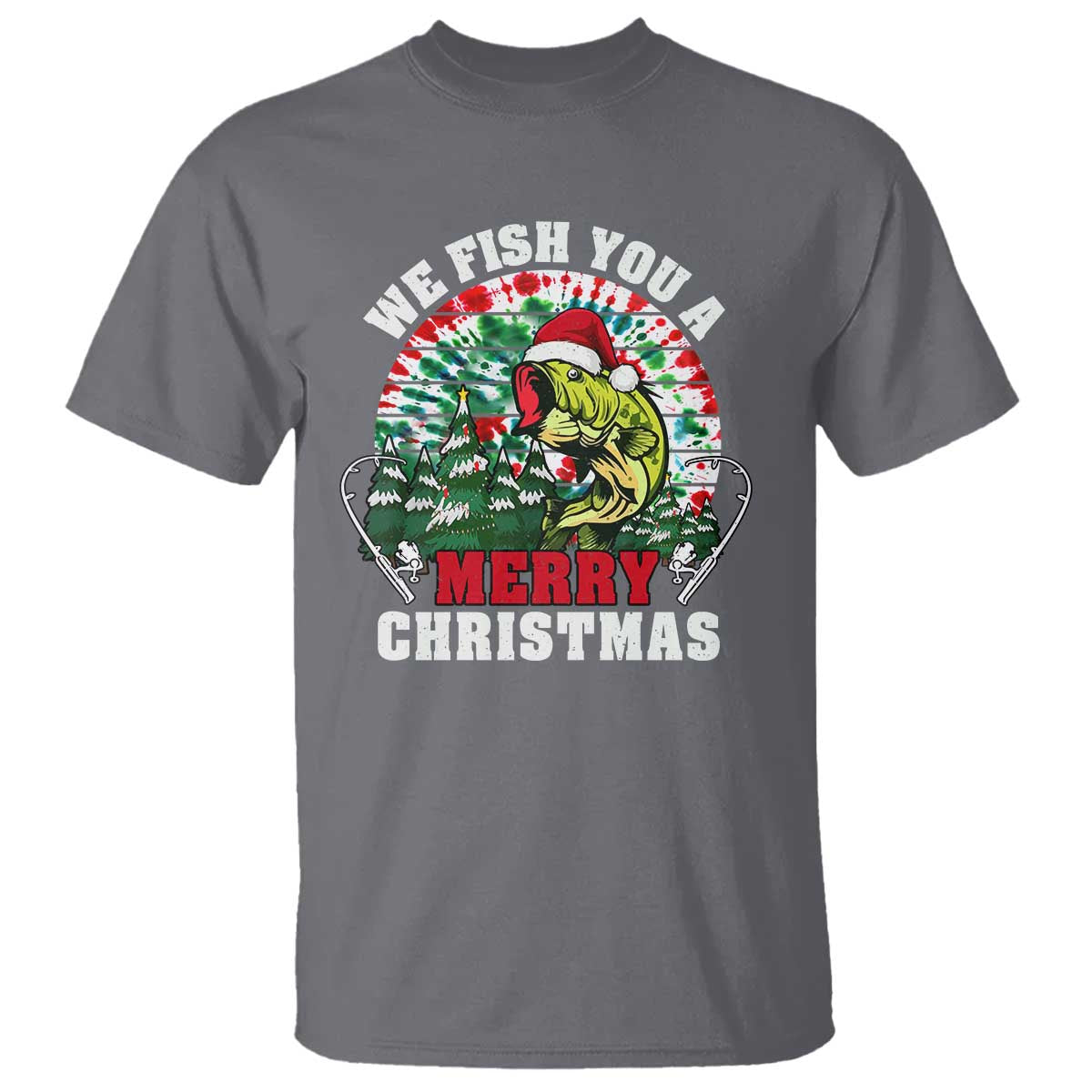 Xmas Fishing T Shirt We Fish You A Merry Christmas Santa Hat - Wonder Print Shop