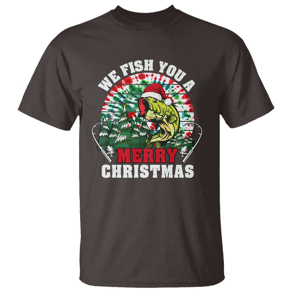 Xmas Fishing T Shirt We Fish You A Merry Christmas Santa Hat - Wonder Print Shop