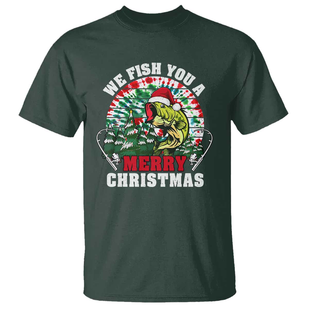 Xmas Fishing T Shirt We Fish You A Merry Christmas Santa Hat - Wonder Print Shop