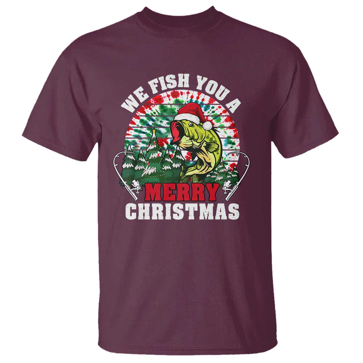 Xmas Fishing T Shirt We Fish You A Merry Christmas Santa Hat - Wonder Print Shop