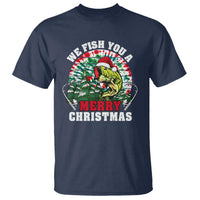 Xmas Fishing T Shirt We Fish You A Merry Christmas Santa Hat - Wonder Print Shop