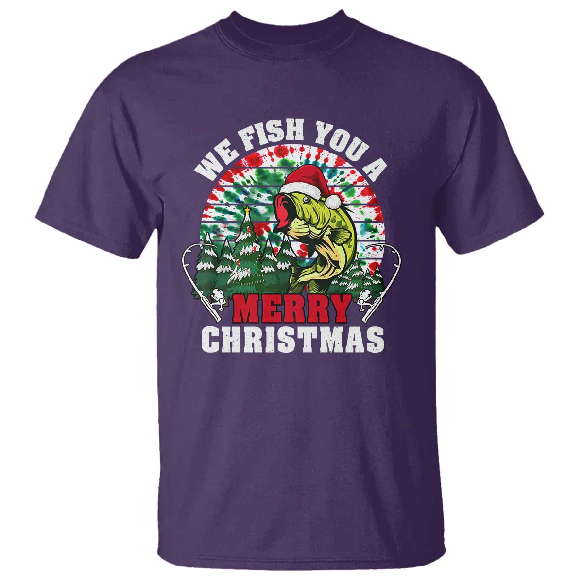Xmas Fishing T Shirt We Fish You A Merry Christmas Santa Hat - Wonder Print Shop
