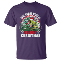 Xmas Fishing T Shirt We Fish You A Merry Christmas Santa Hat - Wonder Print Shop