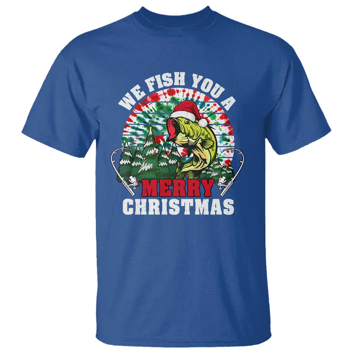 Xmas Fishing T Shirt We Fish You A Merry Christmas Santa Hat - Wonder Print Shop