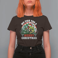 Xmas Fishing T Shirt For Women We Fish You A Merry Christmas Santa Hat - Wonder Print Shop