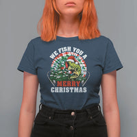 Xmas Fishing T Shirt For Women We Fish You A Merry Christmas Santa Hat - Wonder Print Shop