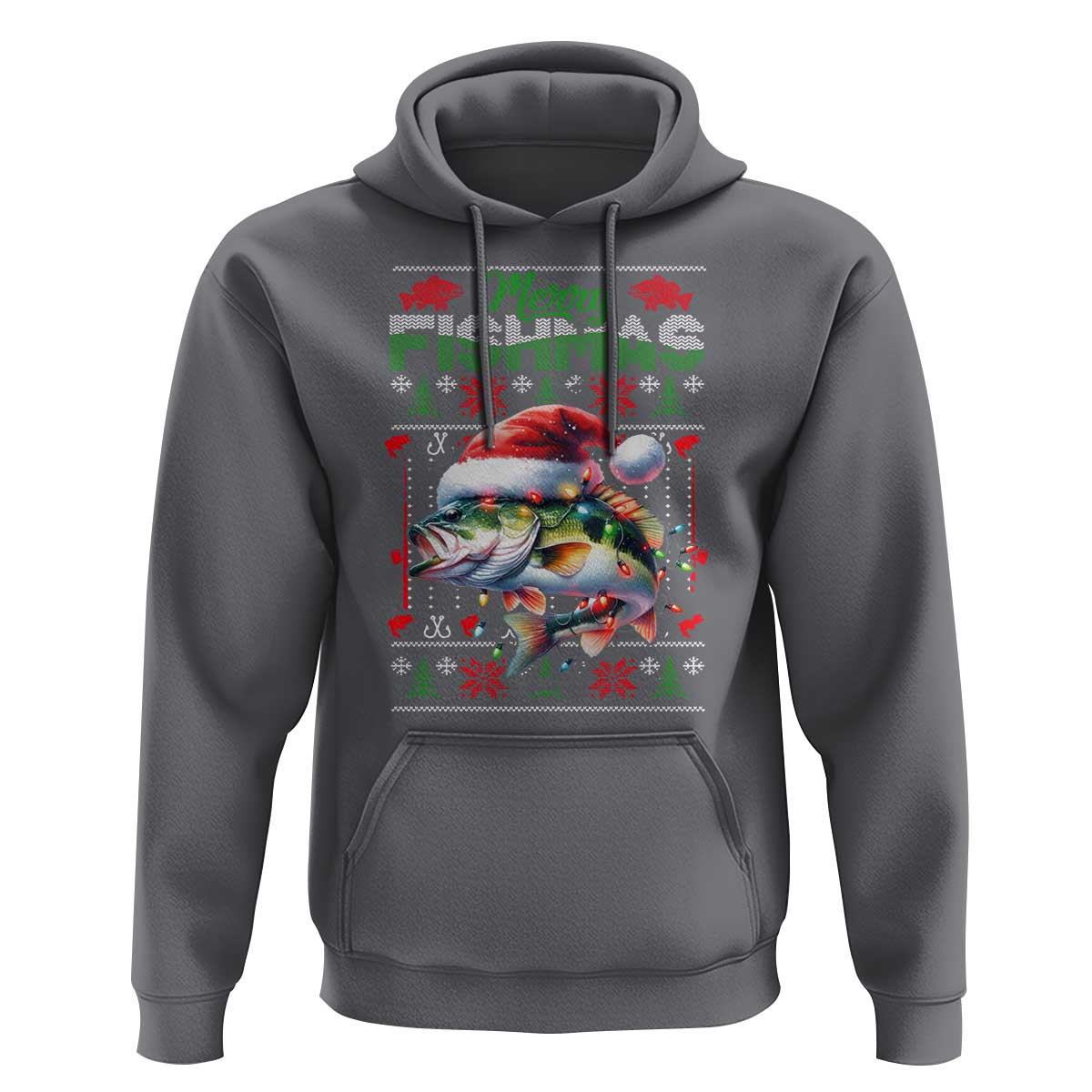 Christmas Fishing Hoodie Merry Fishmas Fisherman Santa Hat Fish