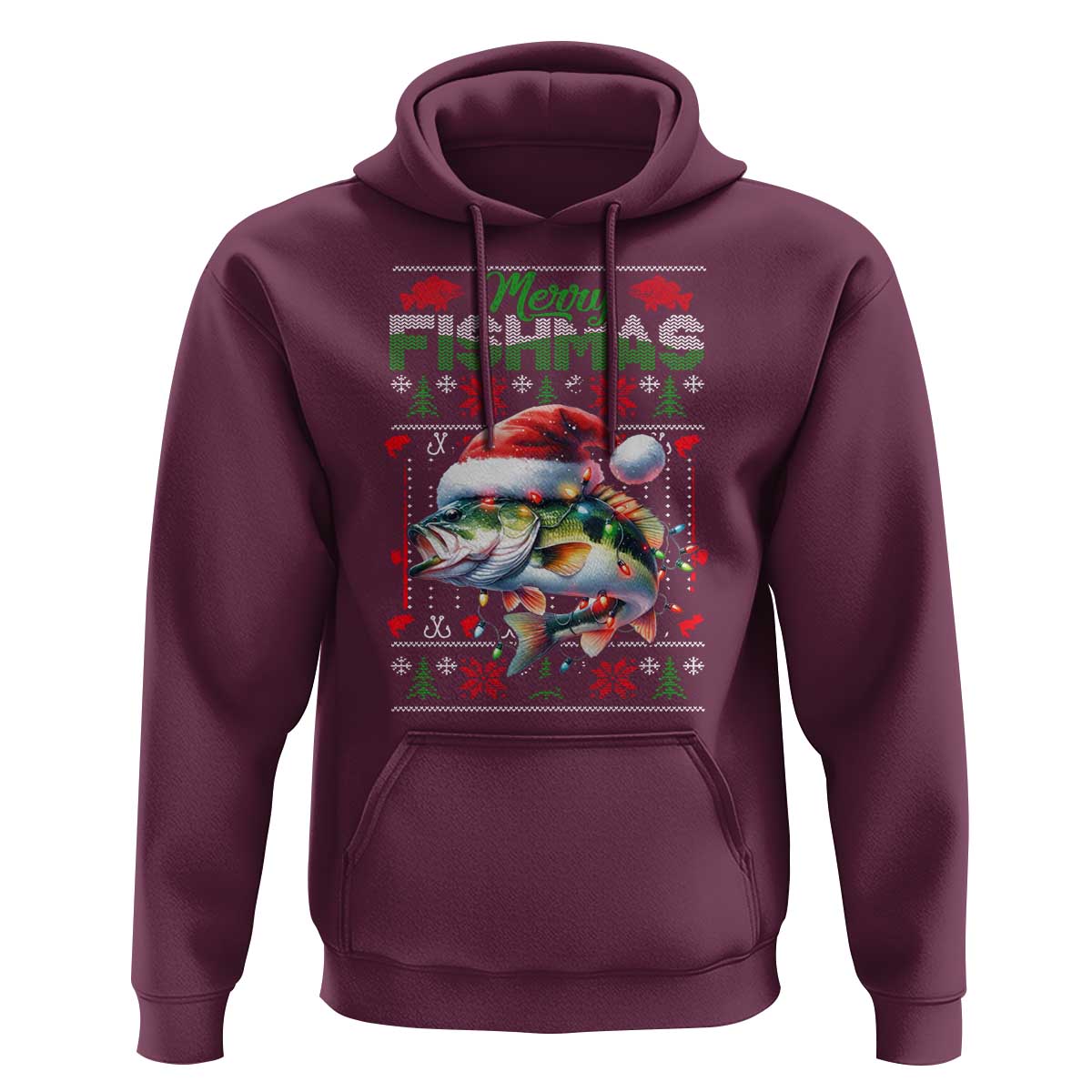 Christmas Fishing Hoodie Merry Fishmas Fisherman Santa Hat Fish