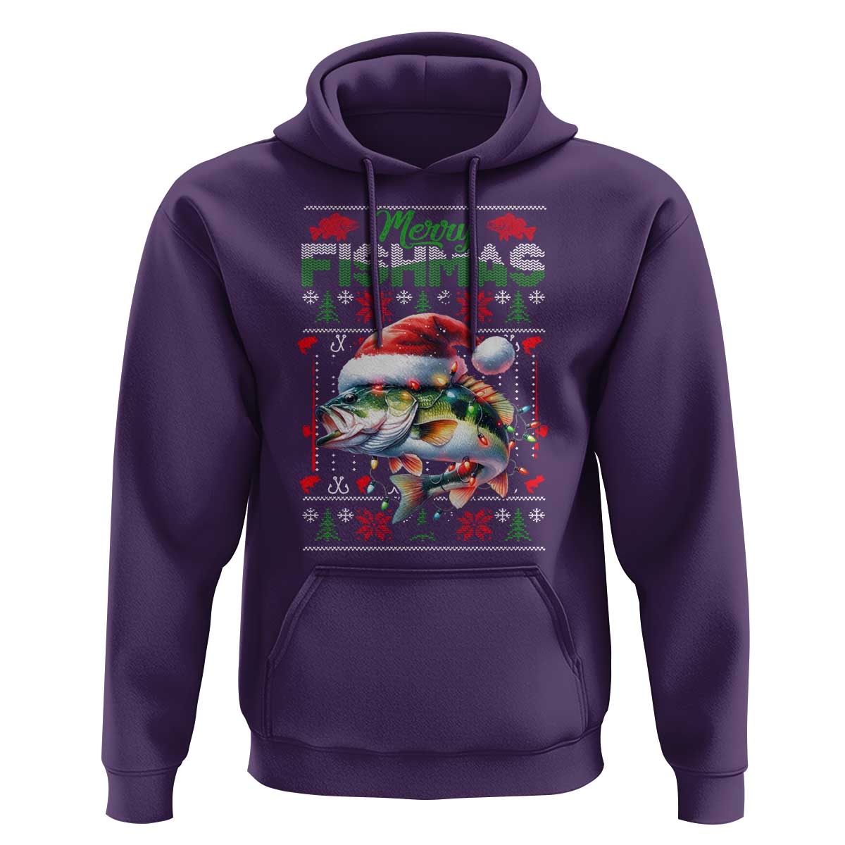 Christmas Fishing Hoodie Merry Fishmas Fisherman Santa Hat Fish