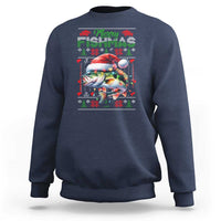 Christmas Fishing Sweatshirt Merry Fishmas Fisherman Santa Hat Fish - Wonder Print Shop
