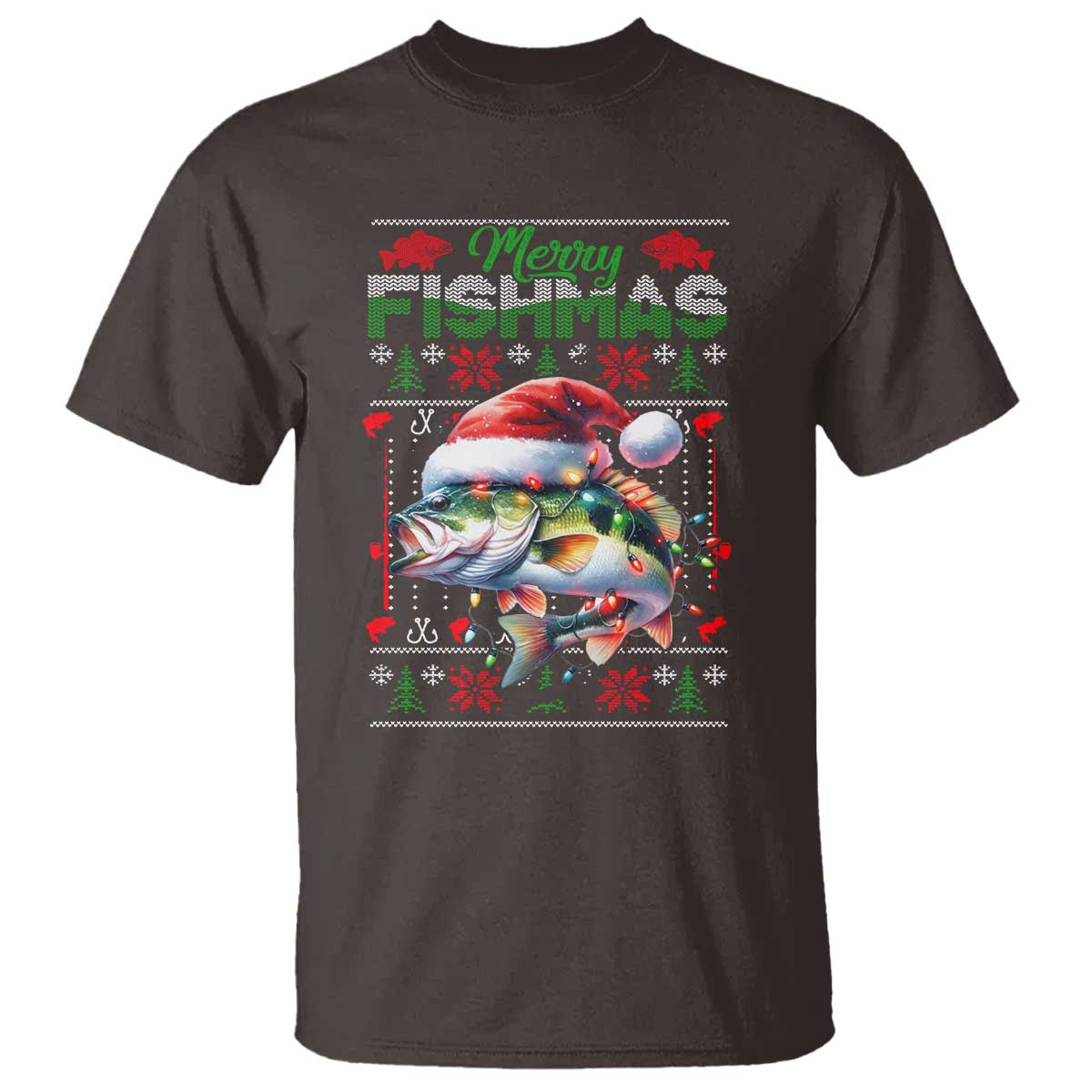 Christmas Fishing T Shirt Merry Fishmas Fisherman Santa Hat Fish - Wonder Print Shop