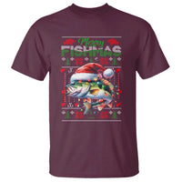 Christmas Fishing T Shirt Merry Fishmas Fisherman Santa Hat Fish - Wonder Print Shop