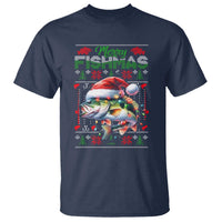 Christmas Fishing T Shirt Merry Fishmas Fisherman Santa Hat Fish - Wonder Print Shop