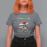 Christmas Fishing T Shirt For Women Merry Fishmas Fisherman Santa Hat Fish - Wonder Print Shop