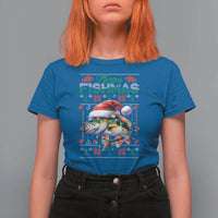Christmas Fishing T Shirt For Women Merry Fishmas Fisherman Santa Hat Fish - Wonder Print Shop