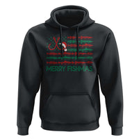 Christmas Fishing Hoodie Merry Fishmas Fisherman American Flag