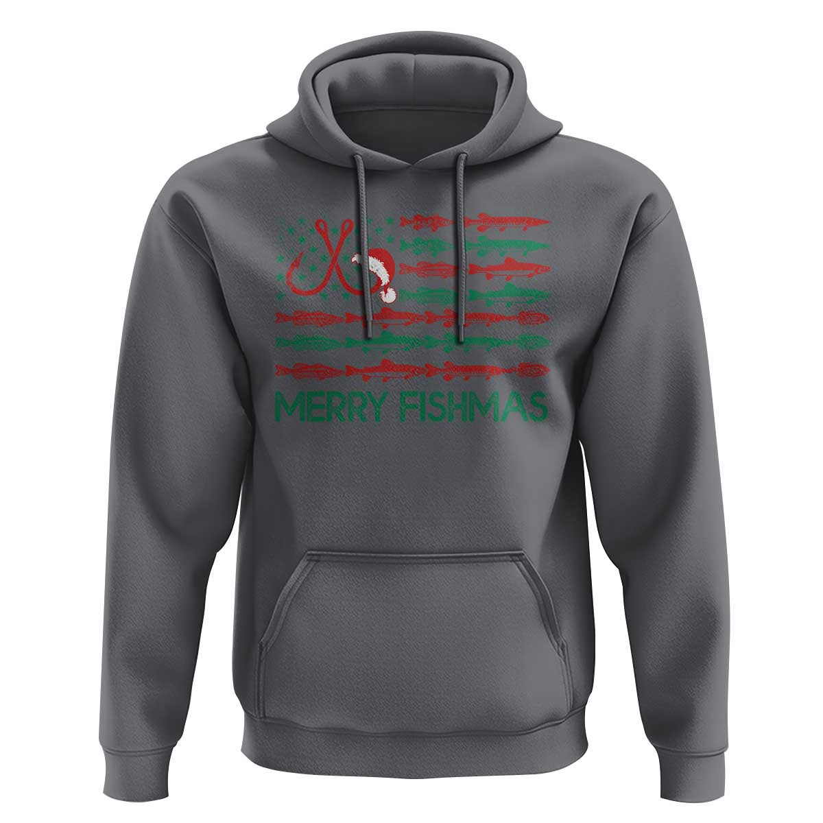 Christmas Fishing Hoodie Merry Fishmas Fisherman American Flag