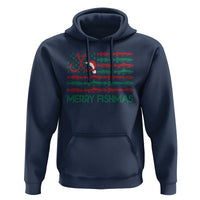 Christmas Fishing Hoodie Merry Fishmas Fisherman American Flag