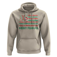 Christmas Fishing Hoodie Merry Fishmas Fisherman American Flag