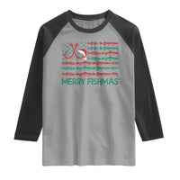 Christmas Fishing Raglan Shirt Merry Fishmas Fisherman American Flag